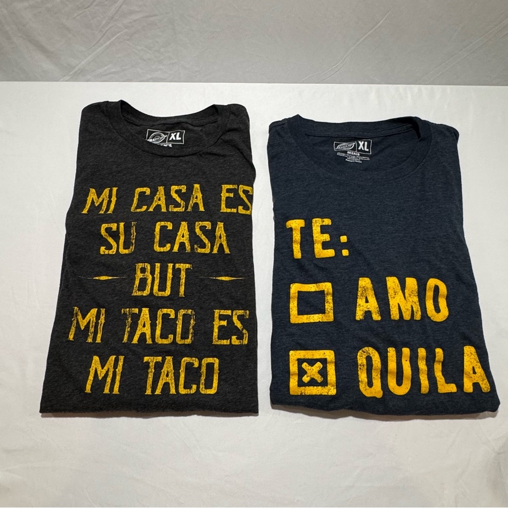 Taco Tequila T-Shirts Mens Size XL Crazy Dog T-Shirts Taco Tuesday Shirts Qty 2